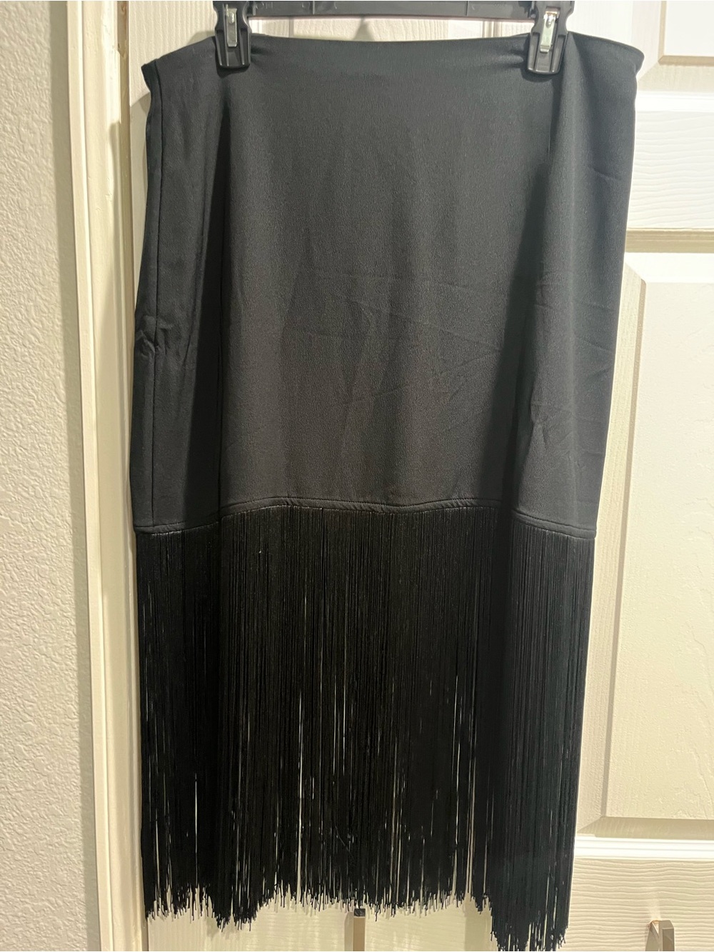 Black Fringe Midi Skirt